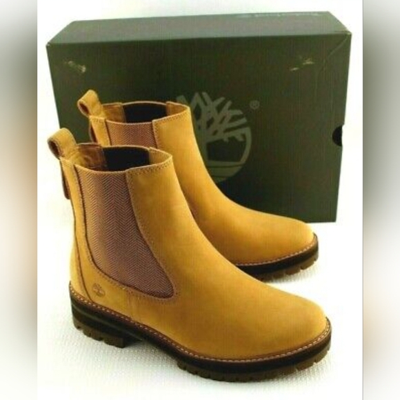 NEW Timberland Courmayeur Valley Brown Leather Round Toe Chelsea Boots Women 8 - Picture 1 of 11